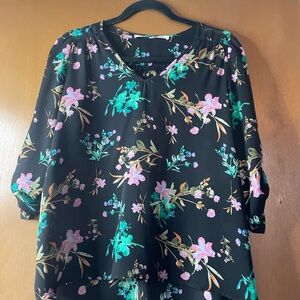 Collective Concepts Black Floral Blouse